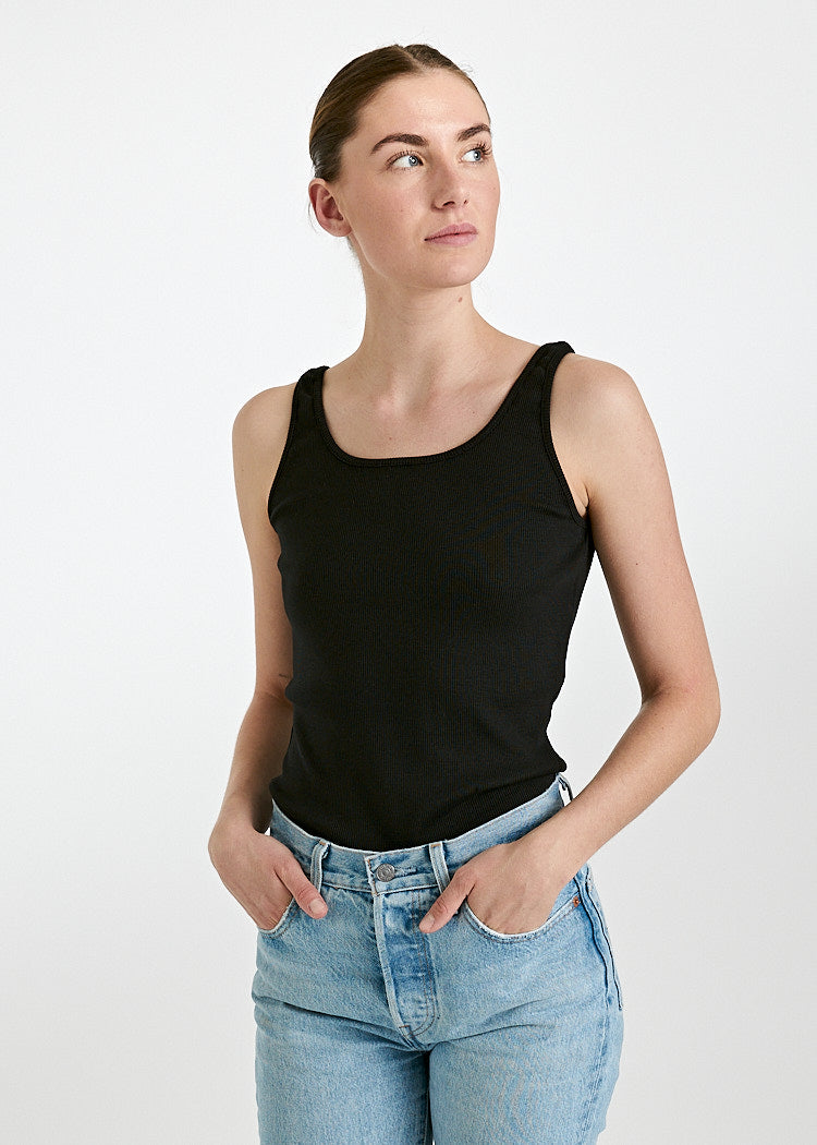 Wijld Sandra Ripp Tank Top Damen Schwarz Basic