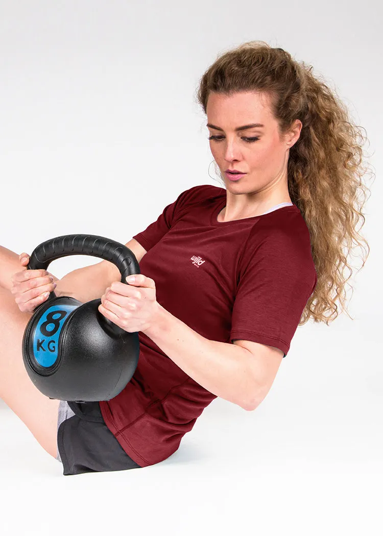 Wijld Sportshirt Damen Dark Red Funktion Atmungsaktiv