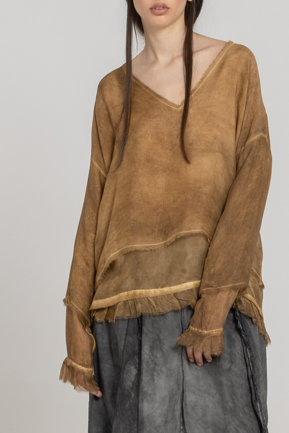 Sanctamuerte T-Shirt Asymmetrisch Langarm Viskose