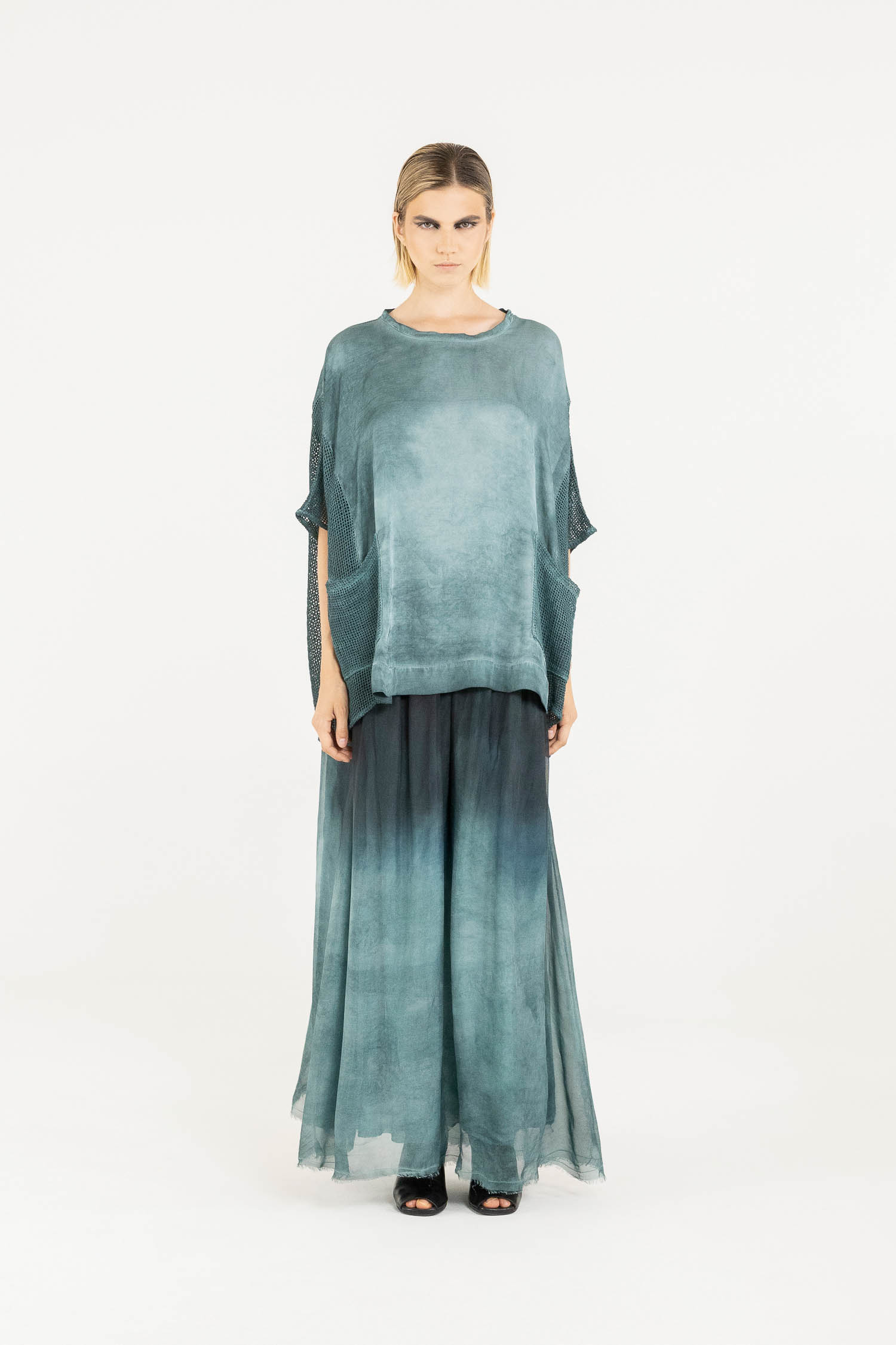 Sanctamuerte T-Shirt Maxi Tshirt Shirt Viskose Netz