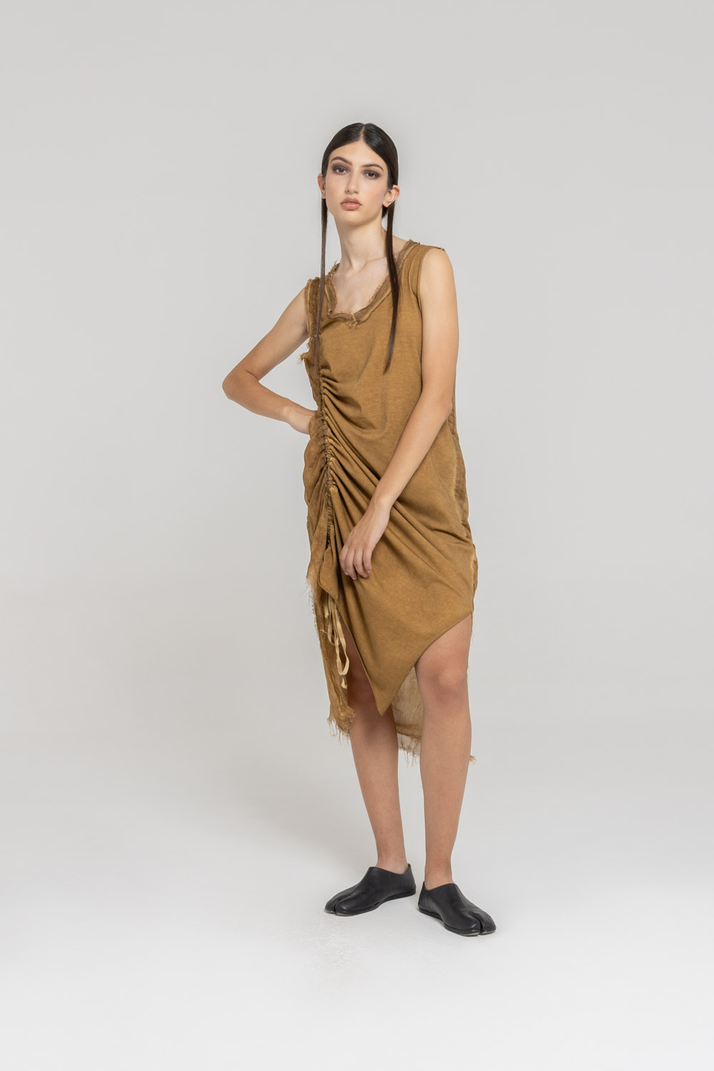 Sanctamuerte Abiti Abito Lungo Smanicato Kleid Baumwolle