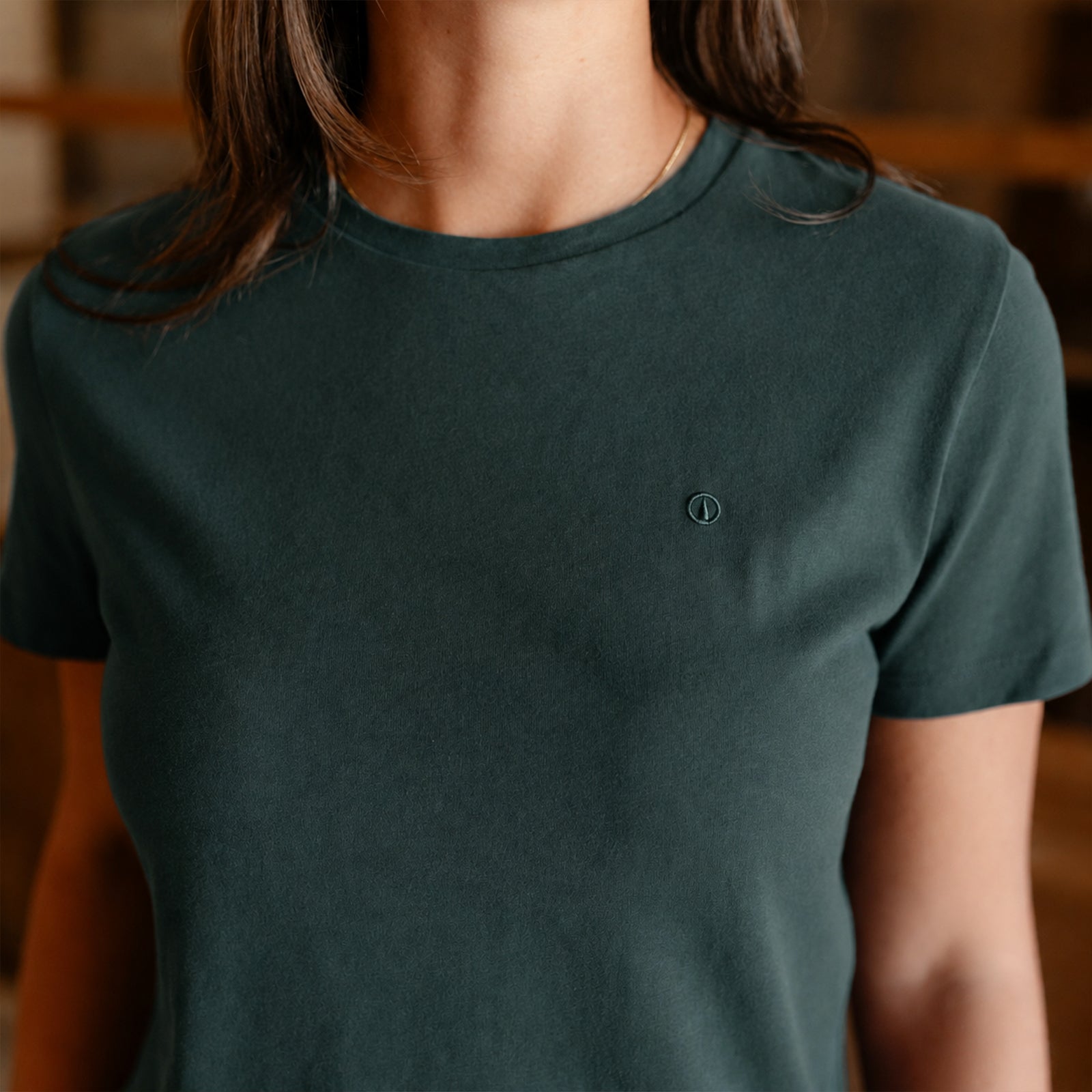 NORDLICHT T-Shirts Alva Rundhals T-Shirt Grün Baumwolle