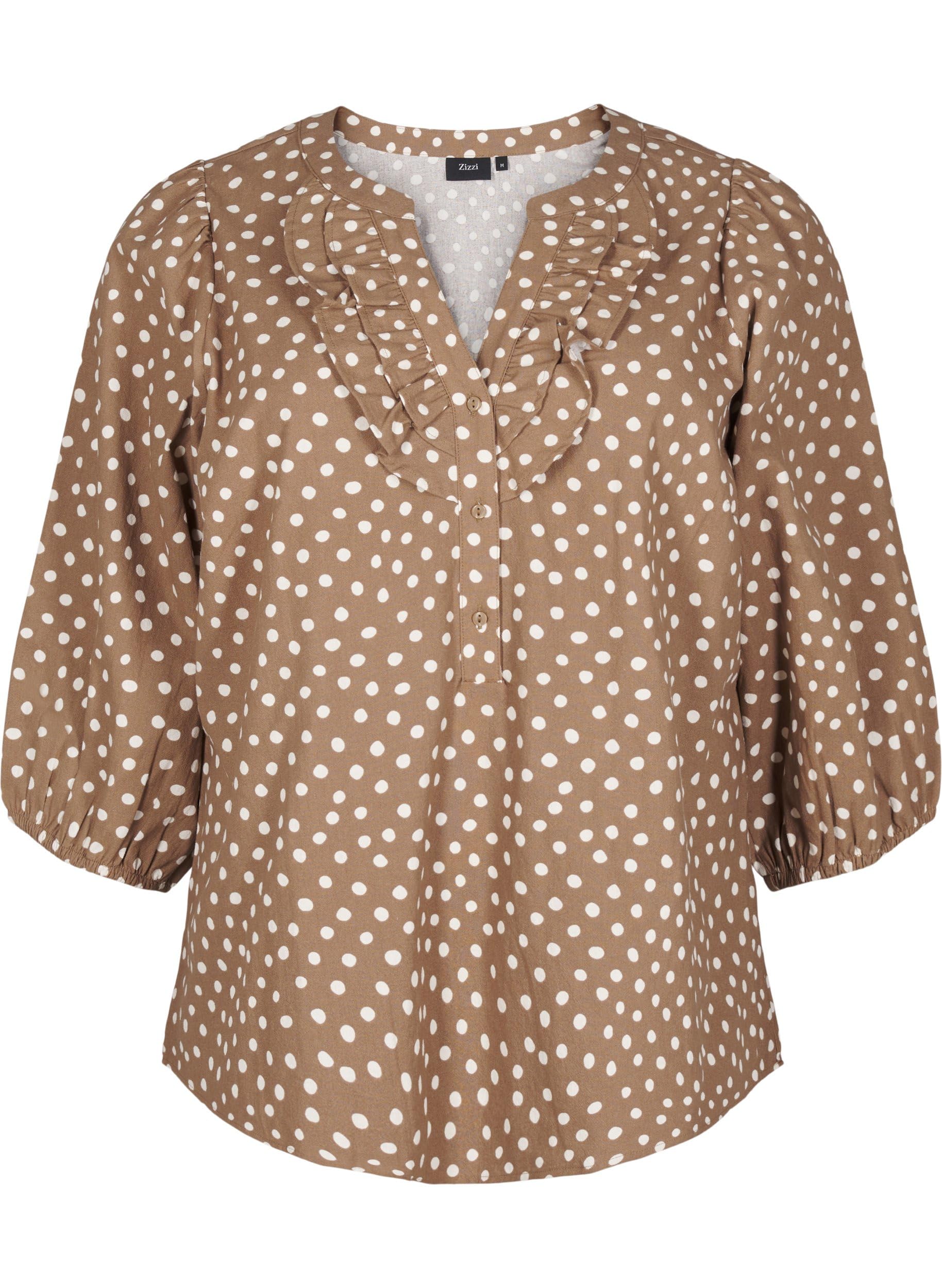 Zizzi Bluse Baumwolle 3/4-Ärmel Print große Größen