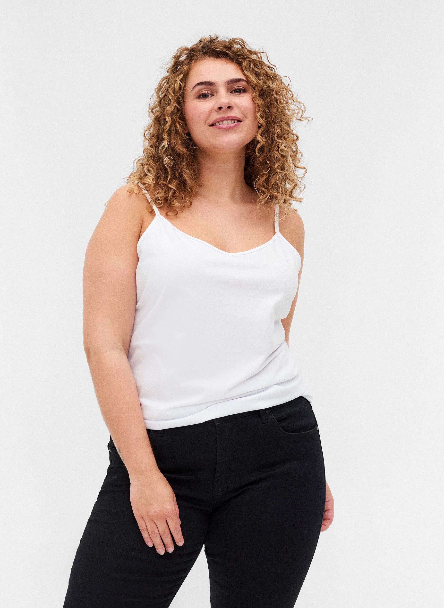 Zizzi 2er Pack Damen Tops V-Ausschnitt Baumwolle