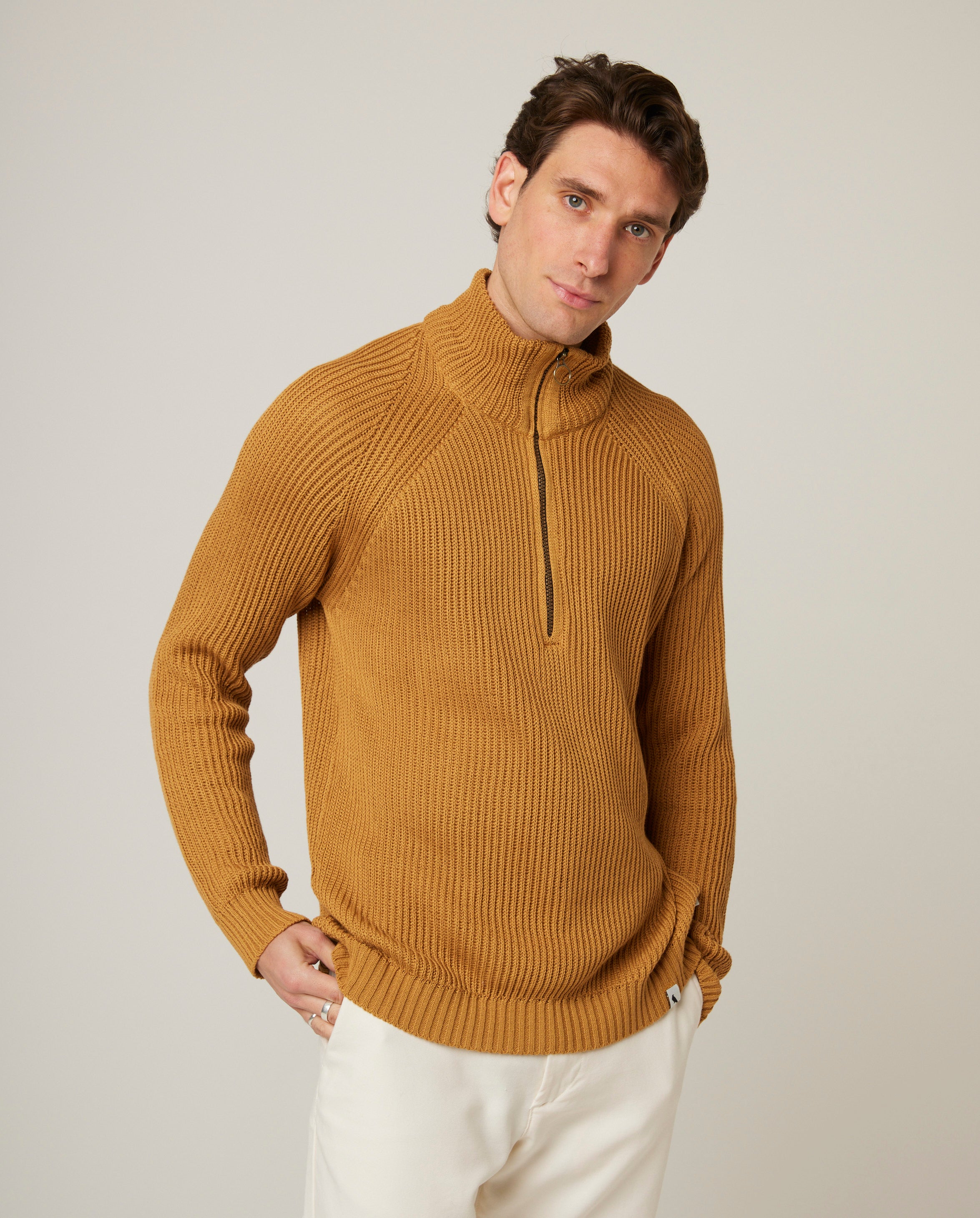 Peregrine Felix Quarter Zip Pullover Navy M Baumwolle