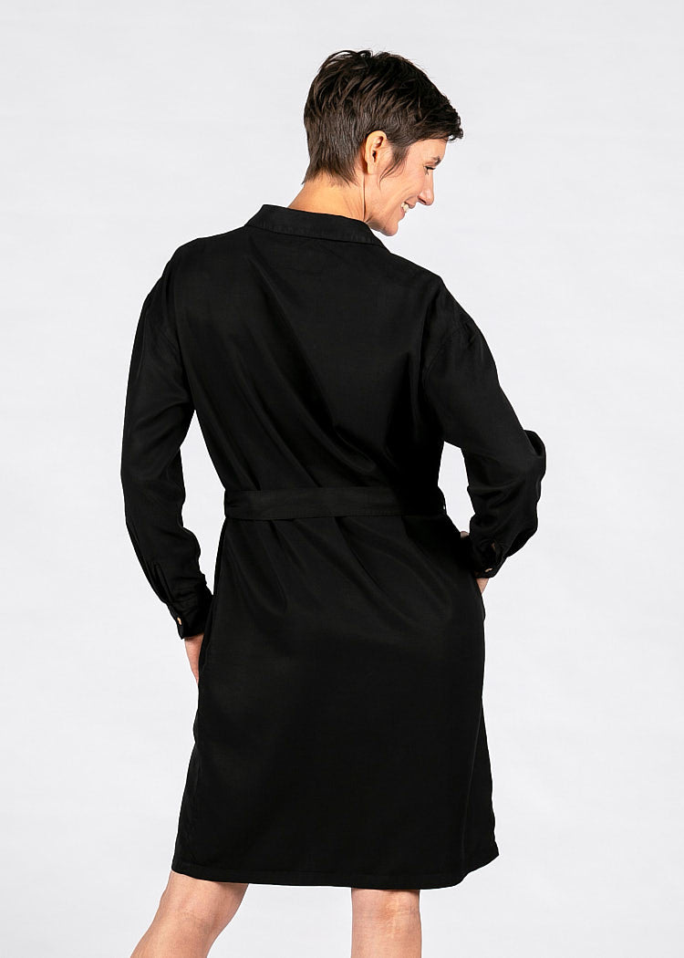 Wijld Hemdblusenkleid Black Kleid Schwarz Lyocell