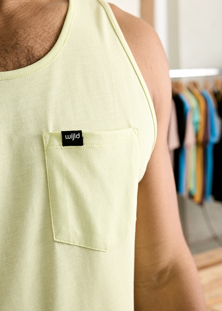Wijld Tank Top Michel Herren Trägershirt Lime Brusttasche