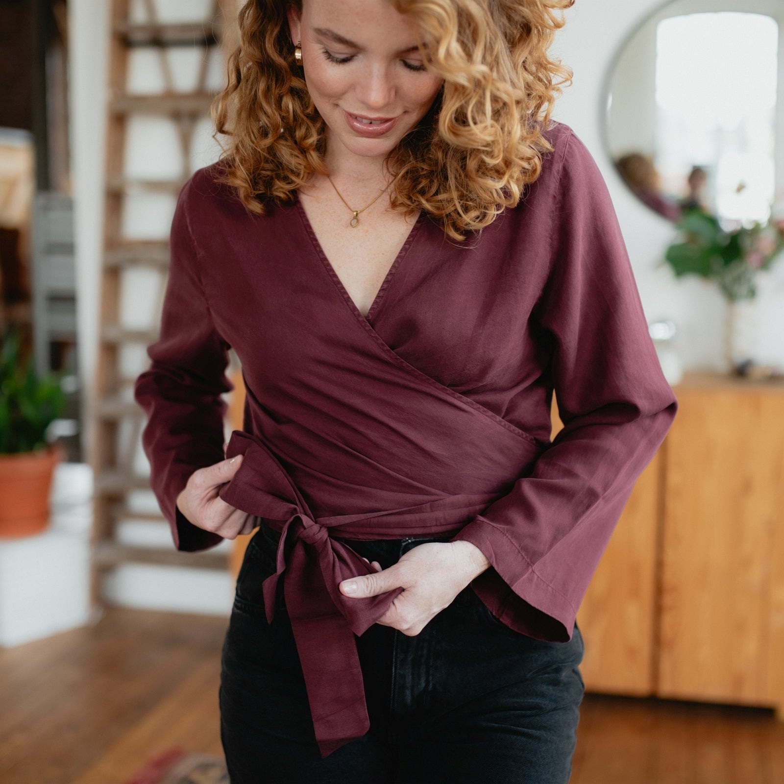 NORDLICHT Joena Wickelbluse Tencel Größe M