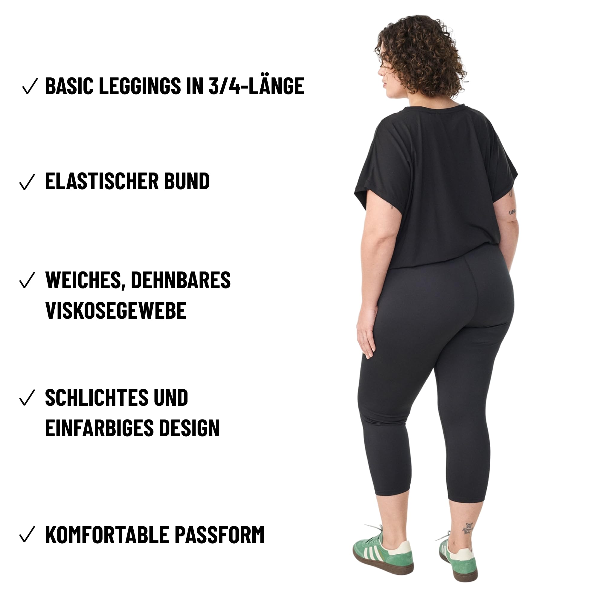Zizzi Activewear Capri Sport-Leggings 3/4 Schwarz 50-52