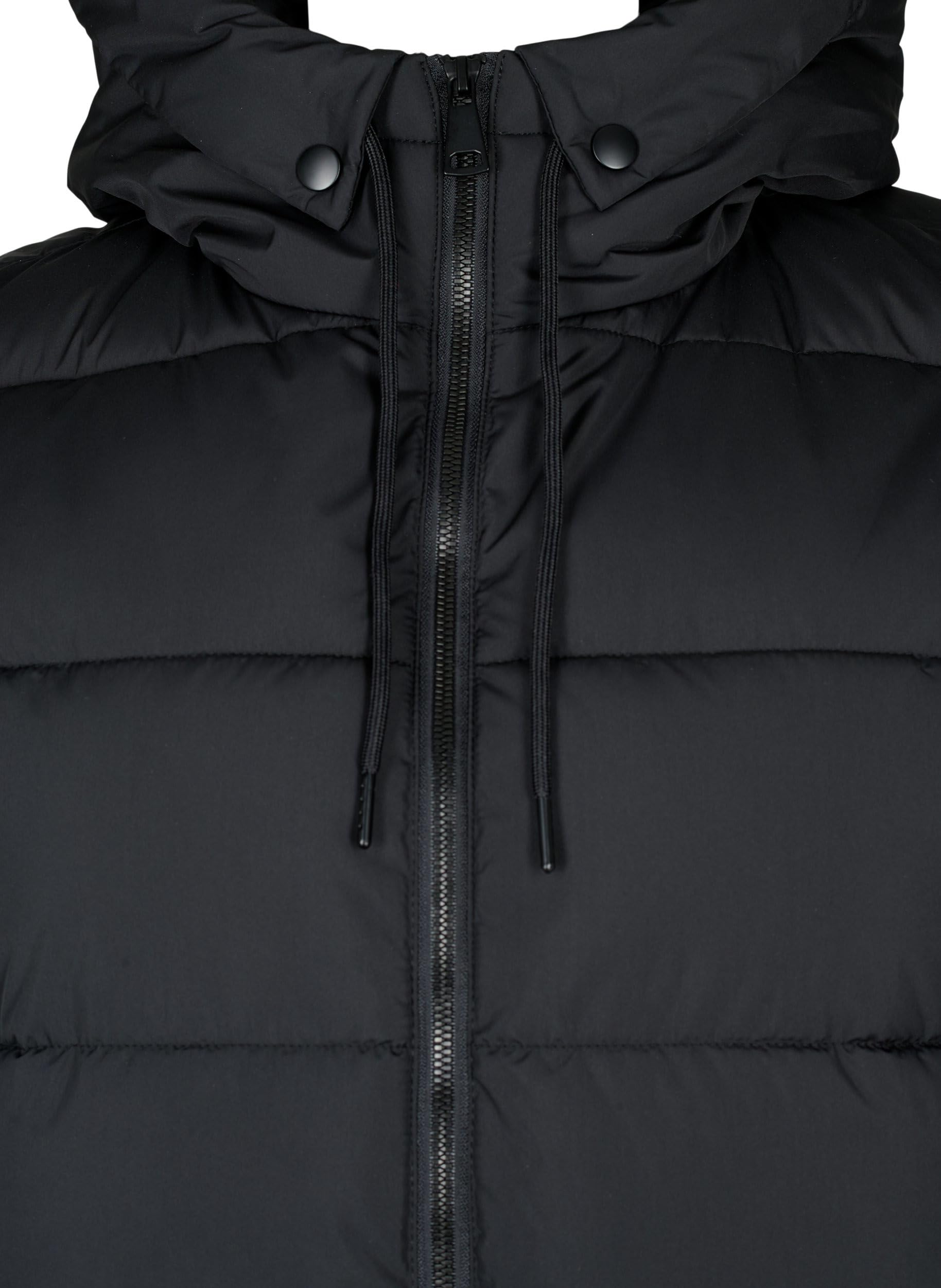 Zizzi Jackets Lange Weste Schwarz 42-44 mit Kapuze
