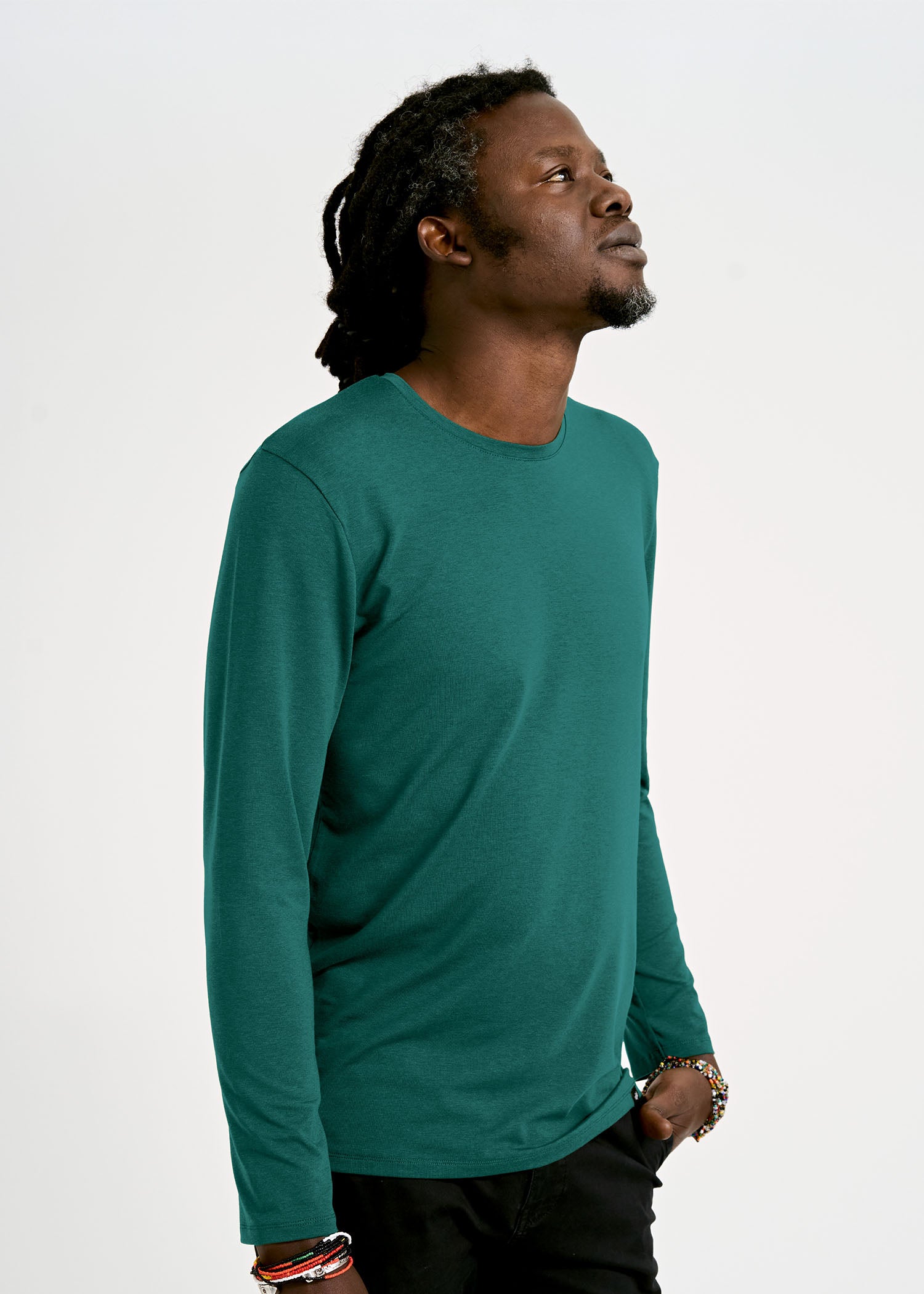 Wijld David Sea Moss Langarmshirt Herren grün anliegend