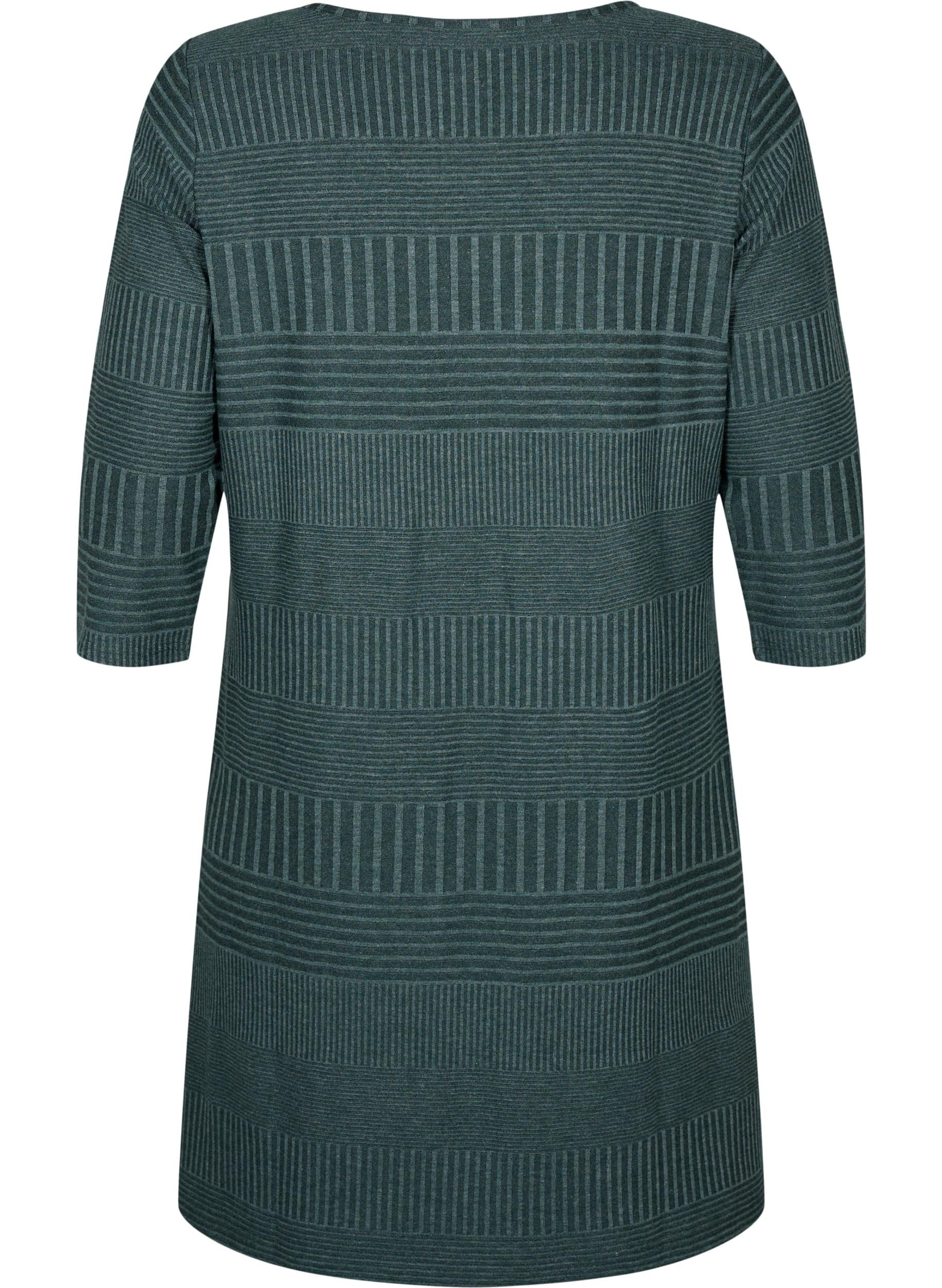 Zizzi Kleid 3/4-Arm Streifen große Größen 42-60