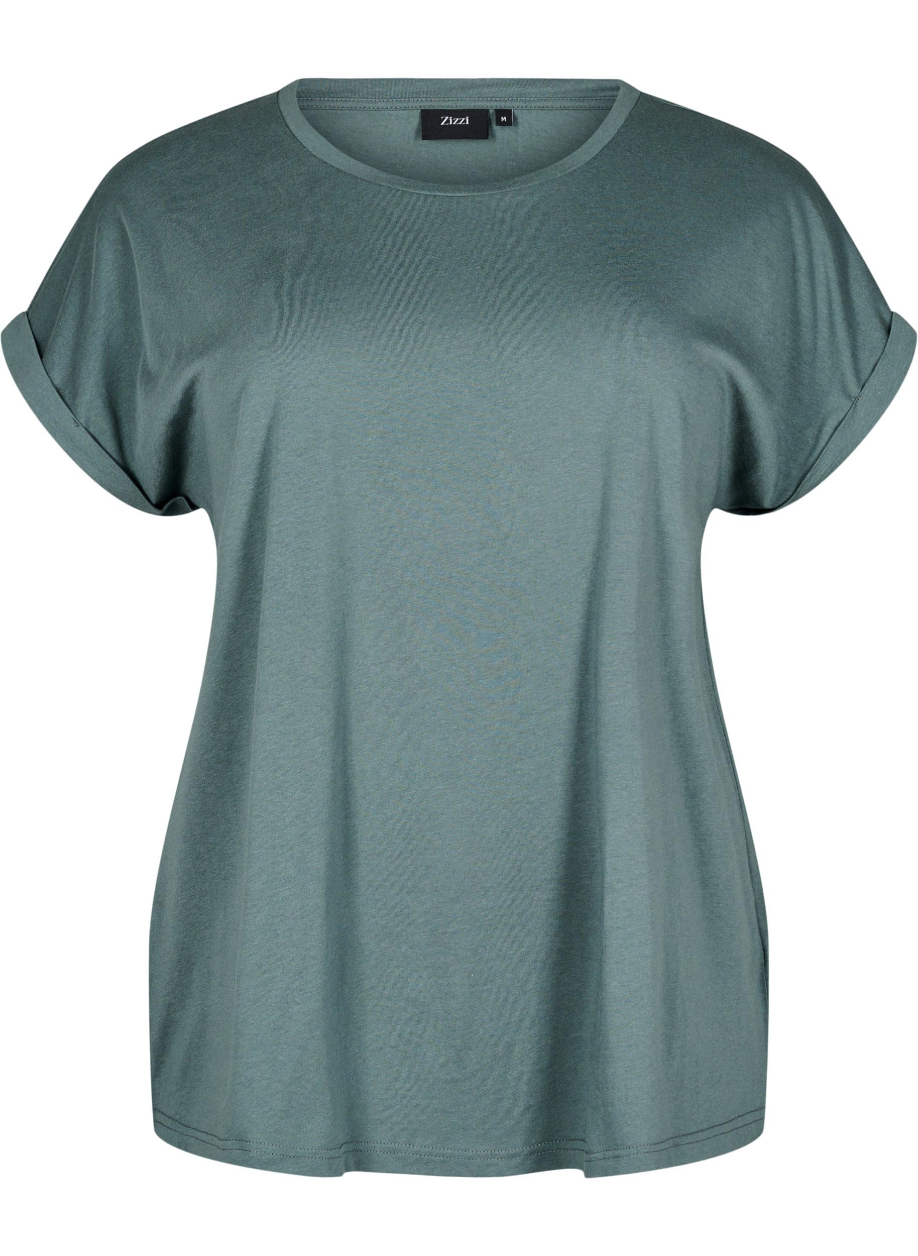 Zizzi Cotton T-Shirt Rundhals Schwarz Große Größen