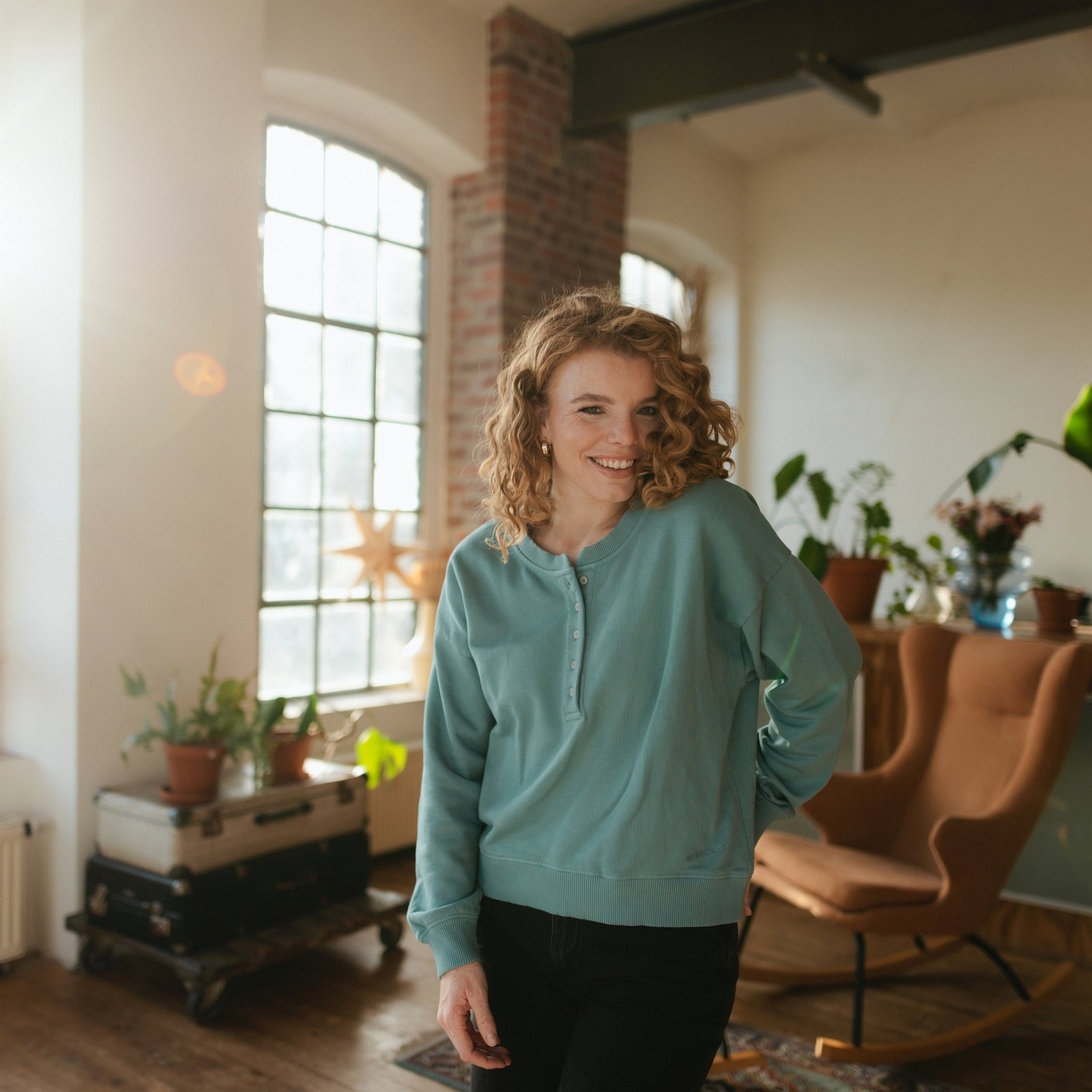 NORDLICHT Vanja Henley Sweater M Bio-Baumwolle