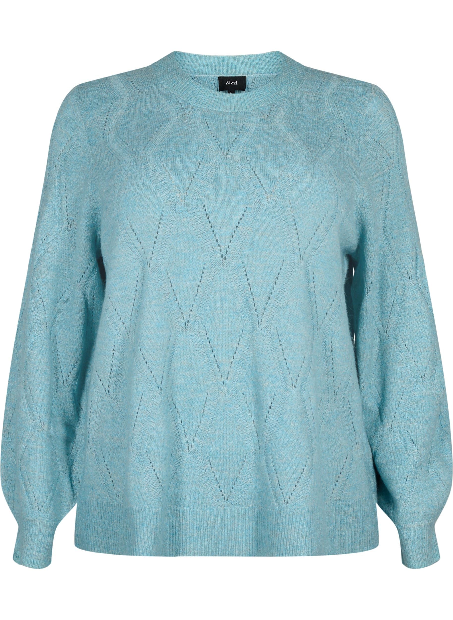 Zizzi Strickpullover Spitzenmuster Rundhals Große Größen