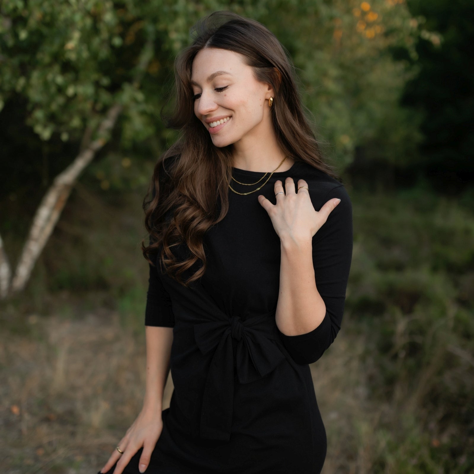 NORDLICHT Greta Langarm Jersey Kleid Schwarz