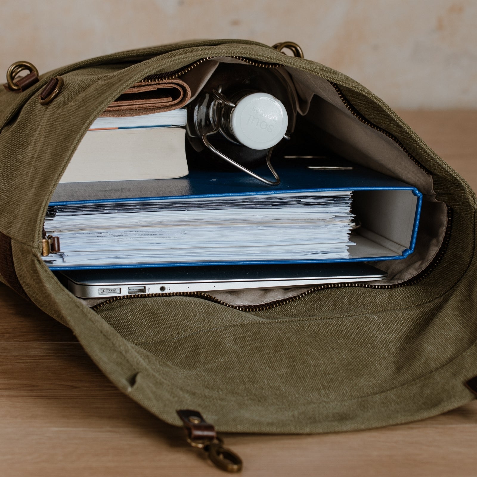 NORDLICHT Accessoires Rucksack Jonte grau Echtleder Segeltuch