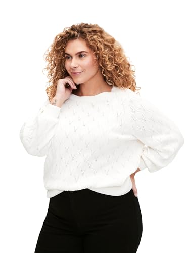 Zizzi Strickpullover Bio-Baumwolle Lochmuster Große Gr.