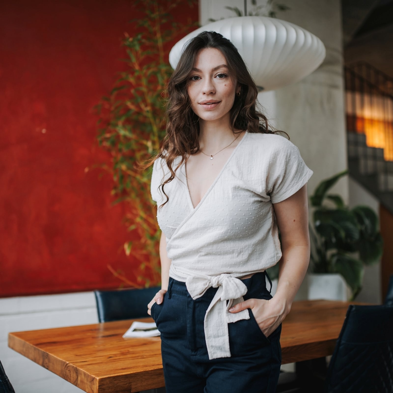 NORDLICHT Freda Kurz Wickelbluse Punkte Musselinbluse