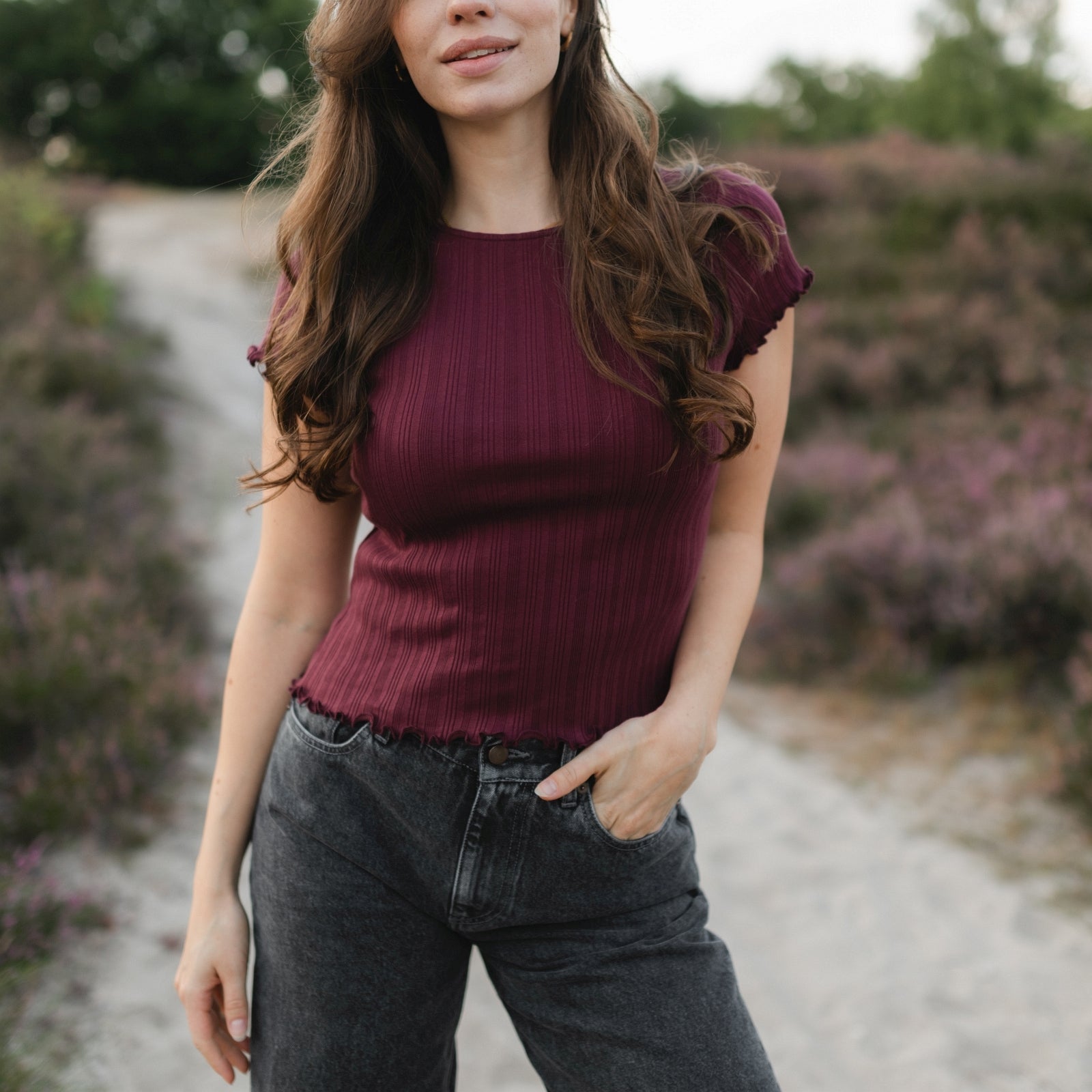 NORDLICHT Maja T-Shirt Cherry Langarm Bio-Baumwolle