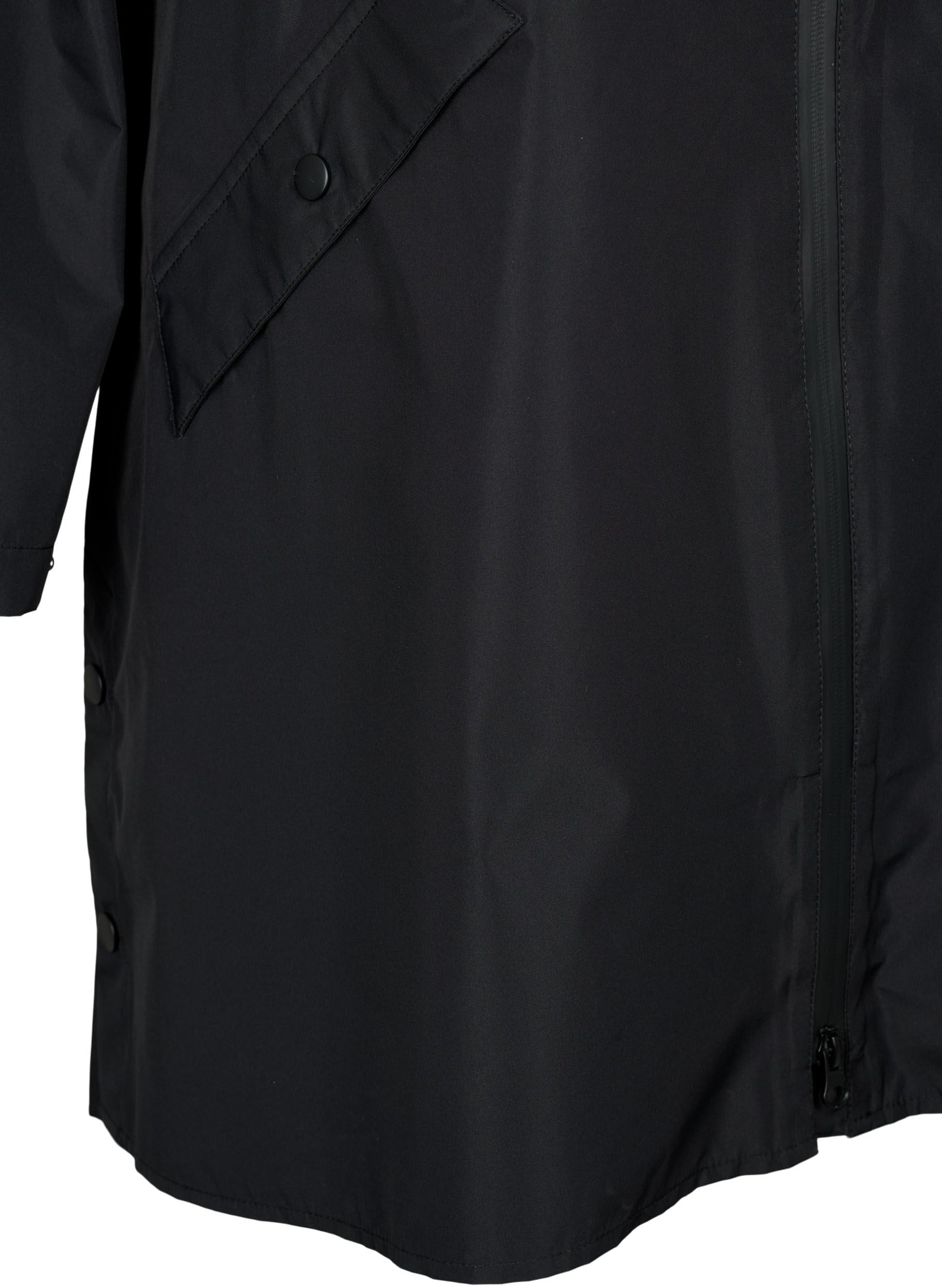 Zizzi Regenmantel Versiegelte Nähte Kapuze Schwarz Große Größen