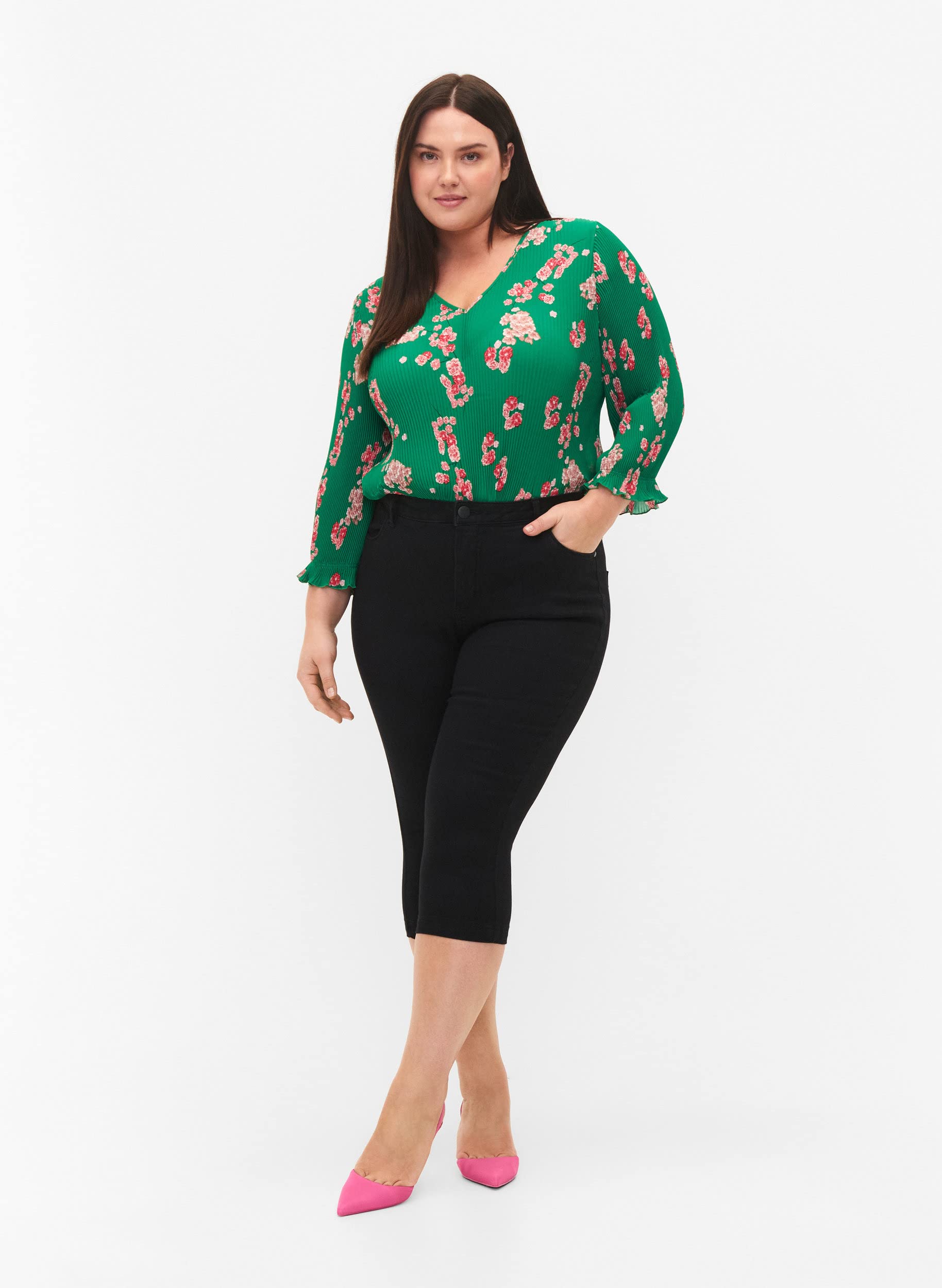 Zizzi Amy Capri Jeans Damen schwarz 3/4 High Waist