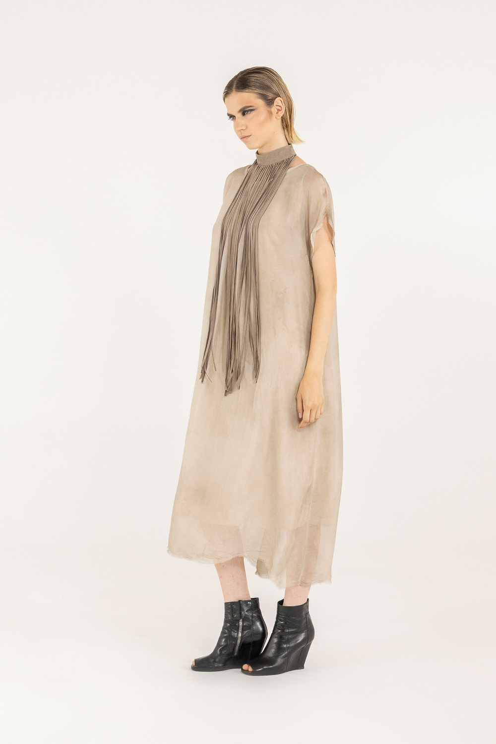 Sanctamuerte Abiti Abito Lungo Kleid Viskose-Seide lang