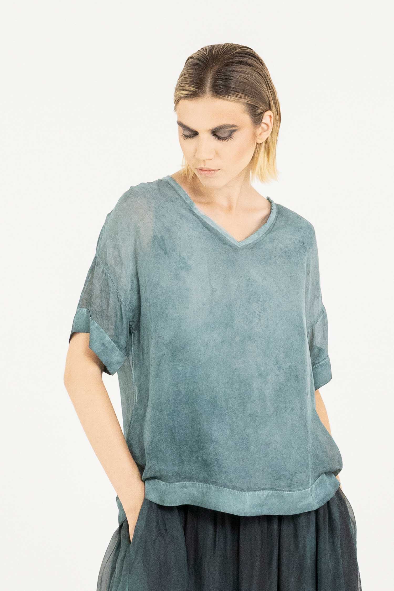 Sanctamuerte T-Shirt Ampia Shirt V-Ausschnitt Weit