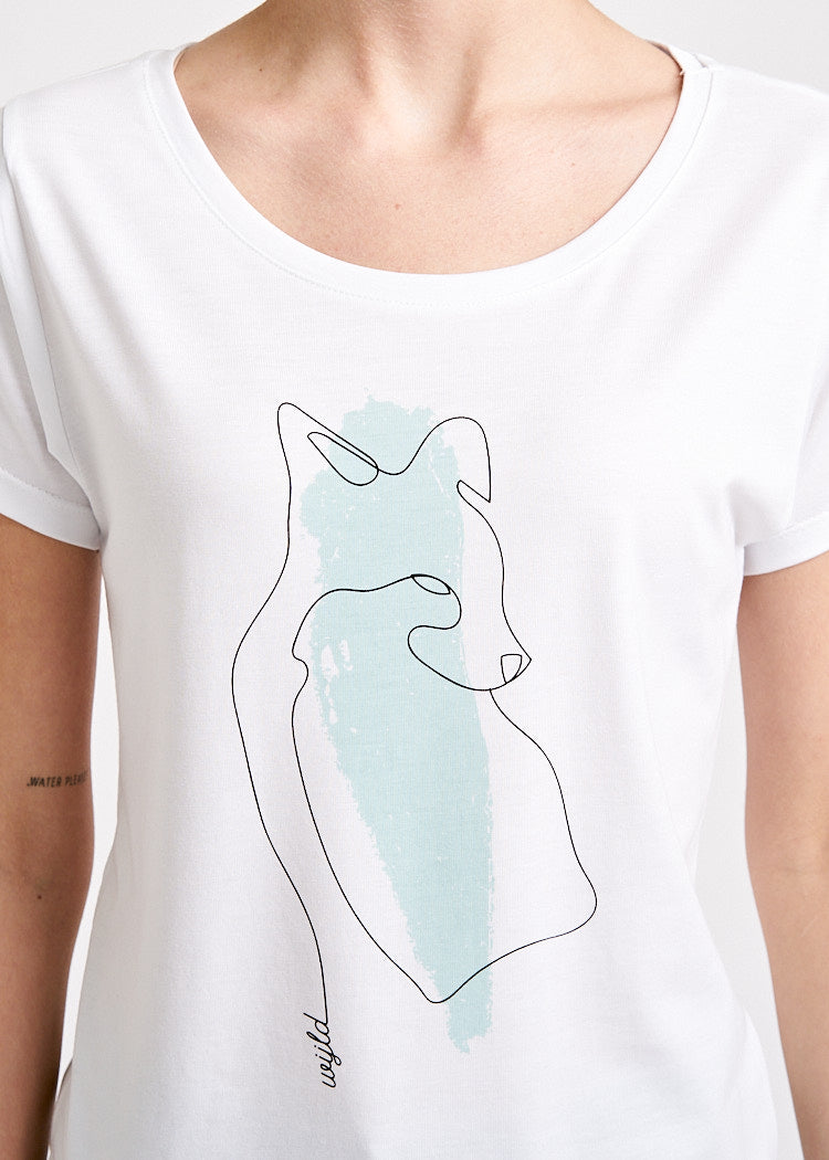 Wijld Sarah Foxline Damen T-Shirt Print Slim Holz