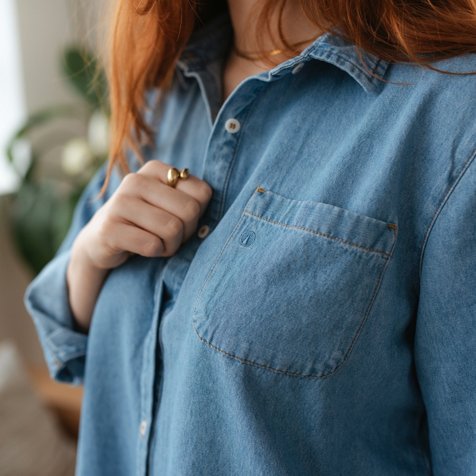 NORDLICHT Tove Jeans Bluse M Bio-Baumwolle