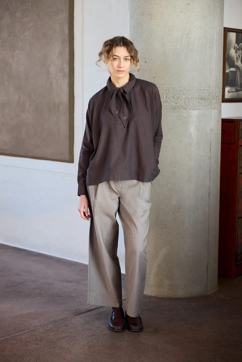 Christiane Strobel CLAIRE Bundfaltenhose Wolle Beige Gr. S