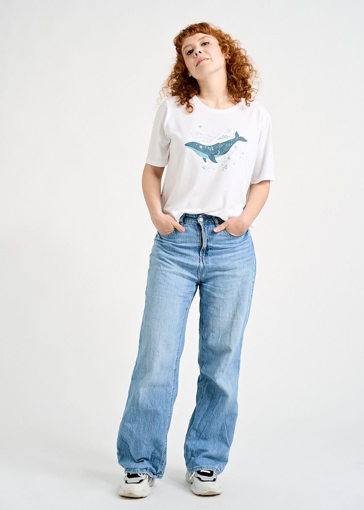 Wijld Woodshirt Tilda Spacewhale Damen T-Shirt Weiß Print