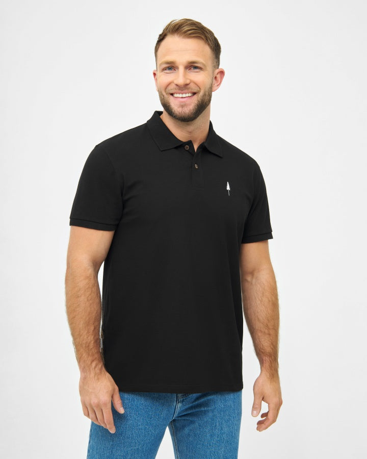NIKIN TreePolo Poloshirt Schwarz Bio-Baumwolle GOTS