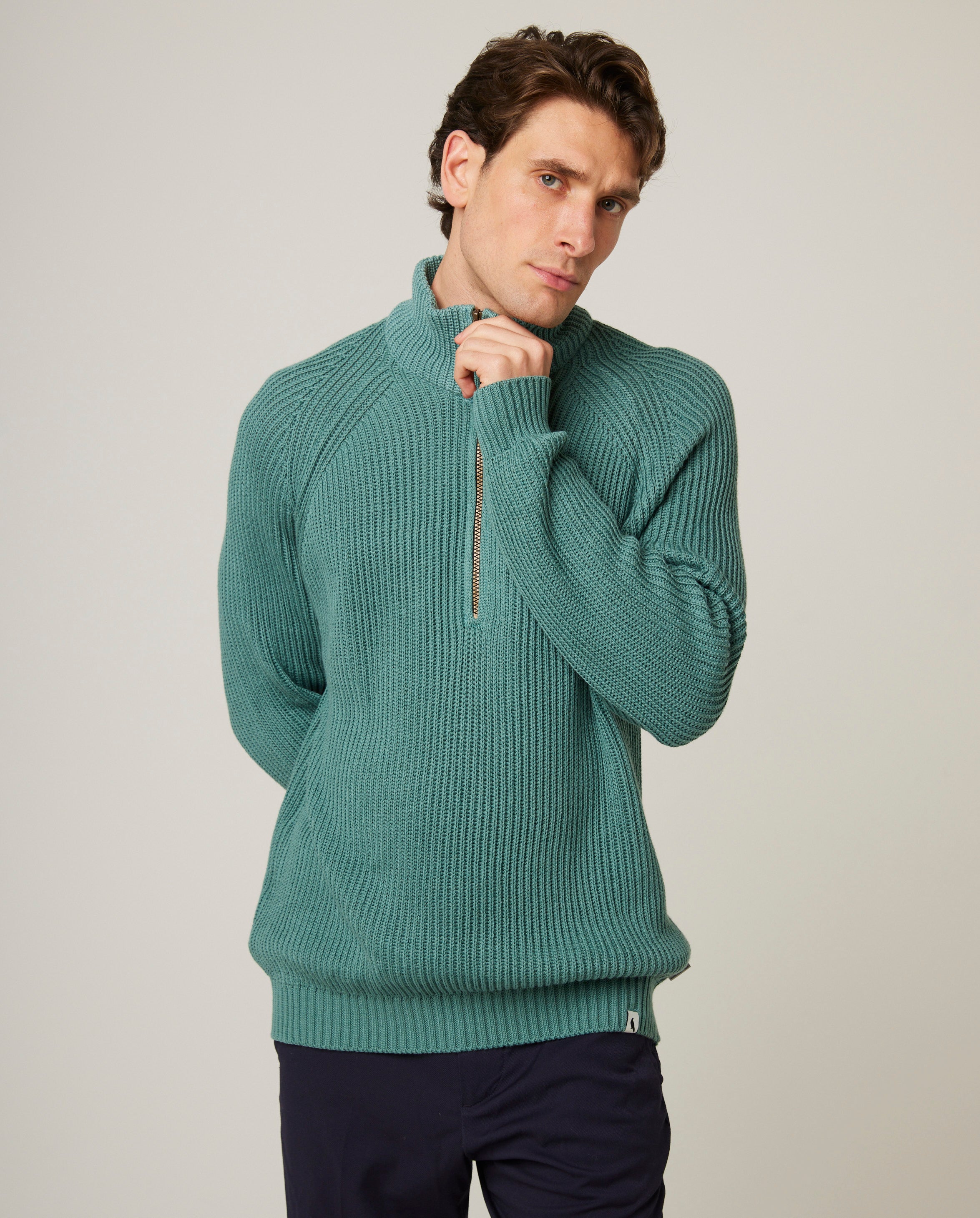Peregrine Felix Quarter Zip Pullover Navy M Baumwolle