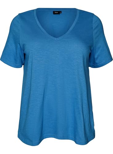 Zizzi Basic T-Shirt Baumwolle V-Ausschnitt Damen