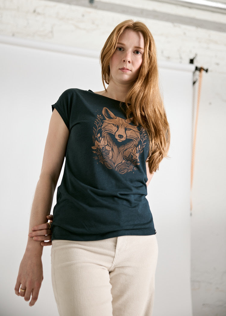 Wijld Elena Mystical Fox T-Shirt Damen Carbon Print