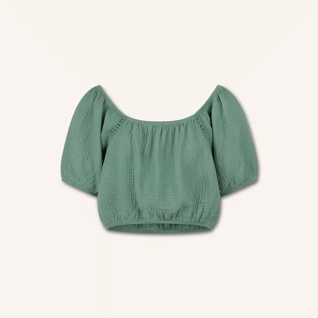 Nordlicht Mailin Musselin Crop Top Damen Rüschen