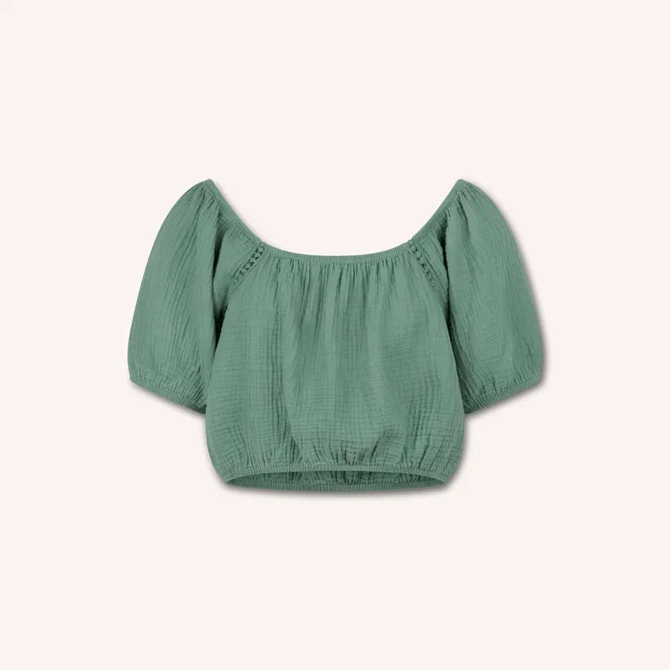 Nordlicht Mailin Musselin Crop Top Damen Rüschen