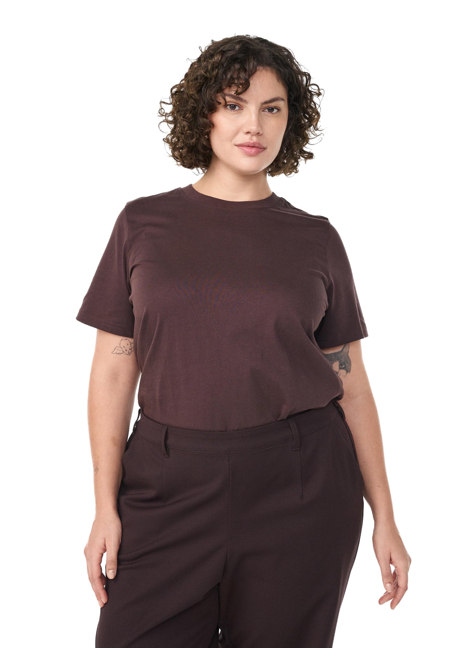 ZIZZI T-Shirt Baumwolle Kurzarm Gr 50-52 Schwarz Shirt