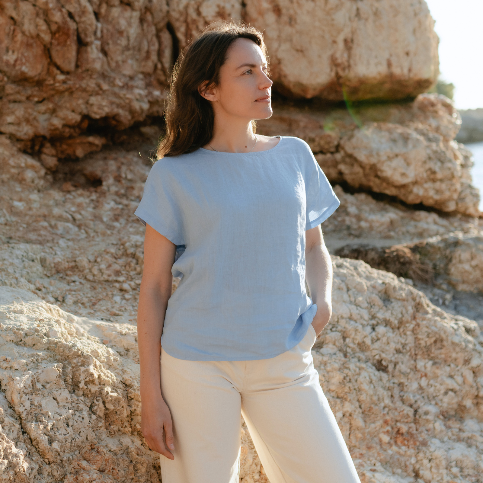 Nordlicht Ida Leinen T-Shirt Blau S 100% Leinen