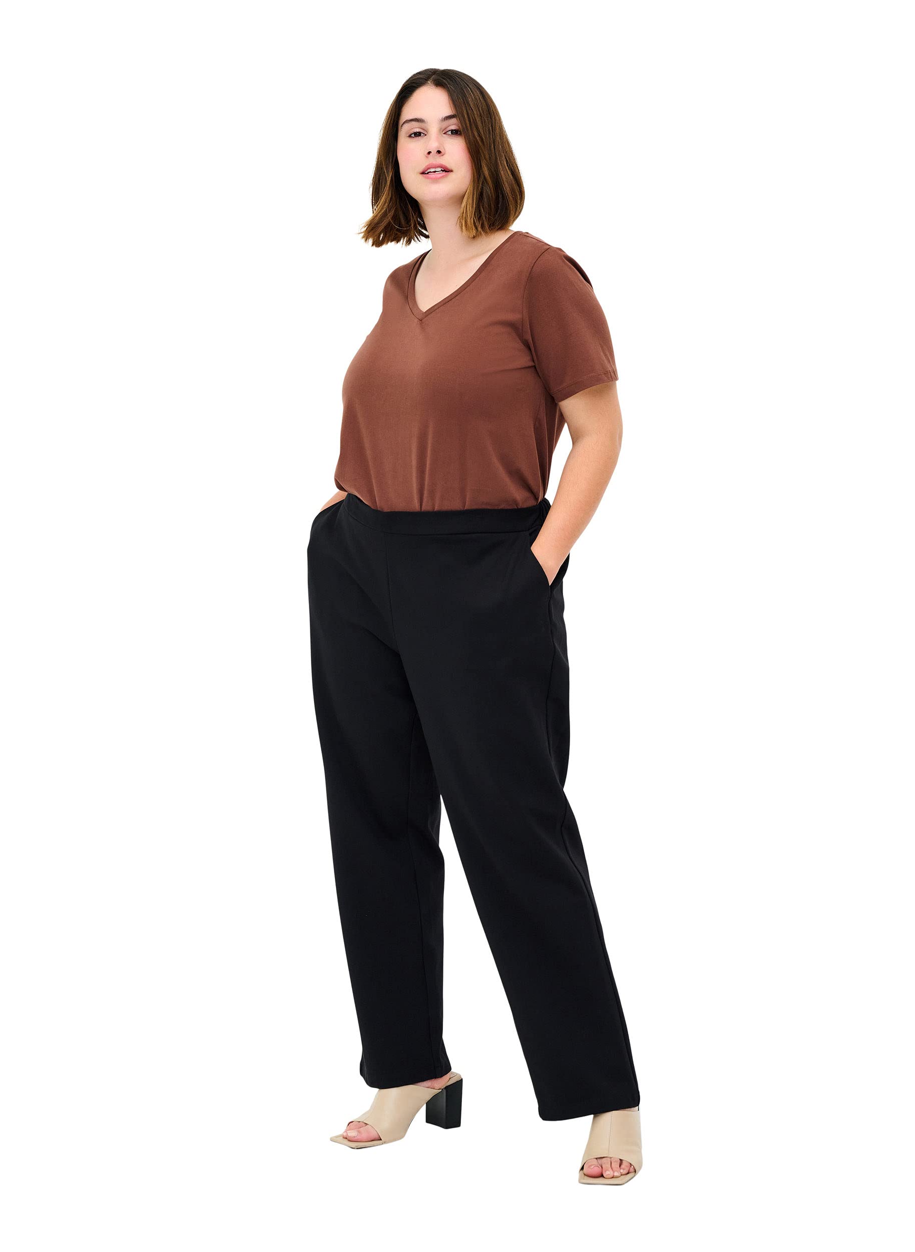 Zizzi Weite Hose Damen Schwarz Gr 50-52 mit Taschen