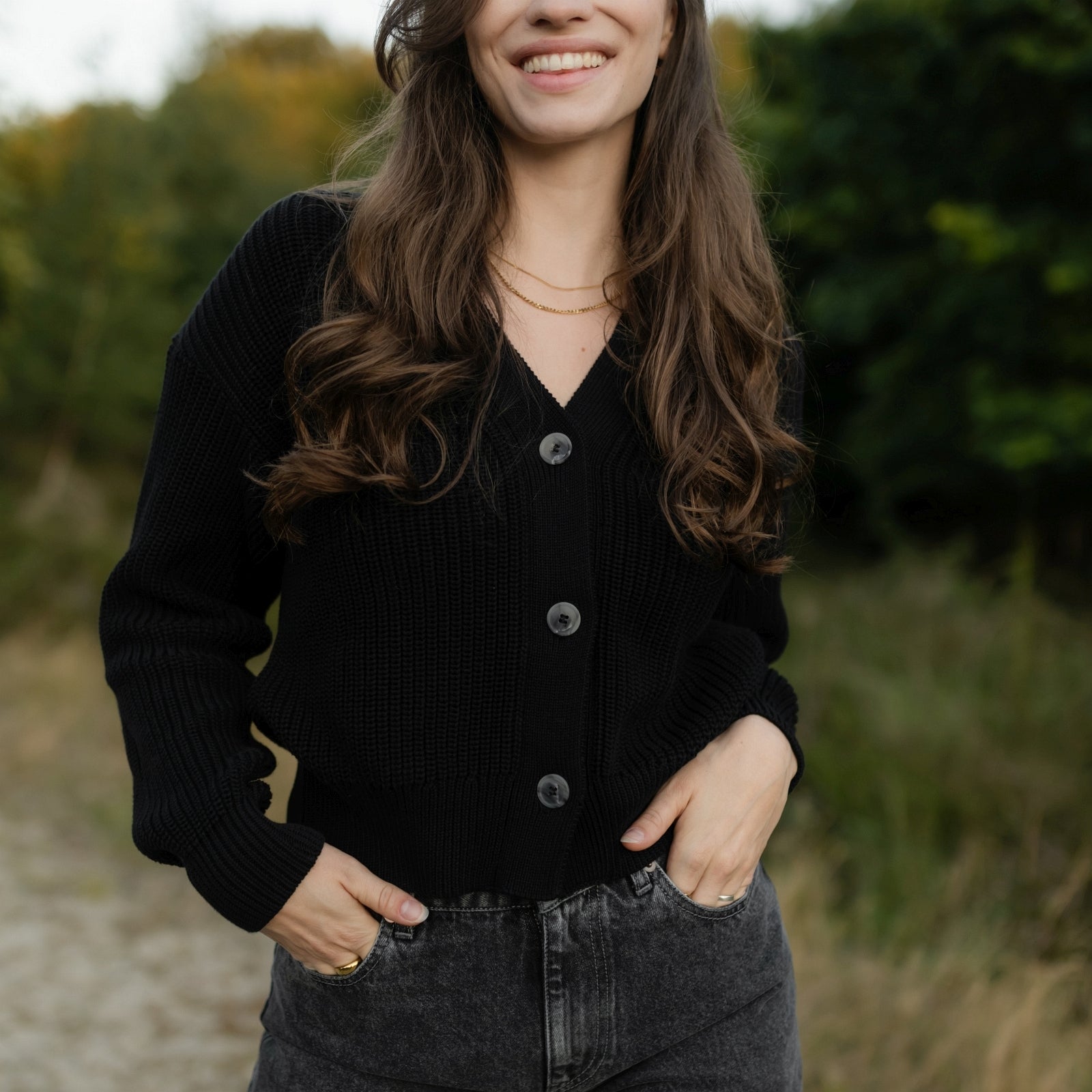 Nordlicht Marla Strickjacke Schwarz Bio-Baumwolle