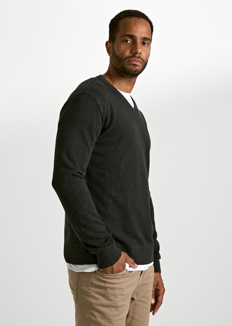 Wijld Strickpullover Felix Herren Anthrazit V-Ausschnitt