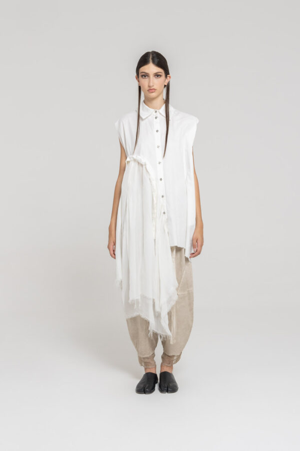 Sanctamuerte Camicie Hemdkleid Baumwolle Asymmetrisch Ärmellos