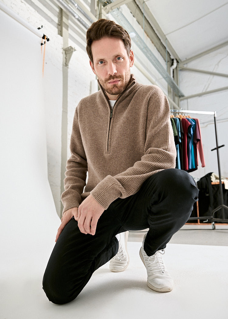 Wijld Tim Strickpullover Herren Sabbioso Troyer Recycling-Wolle