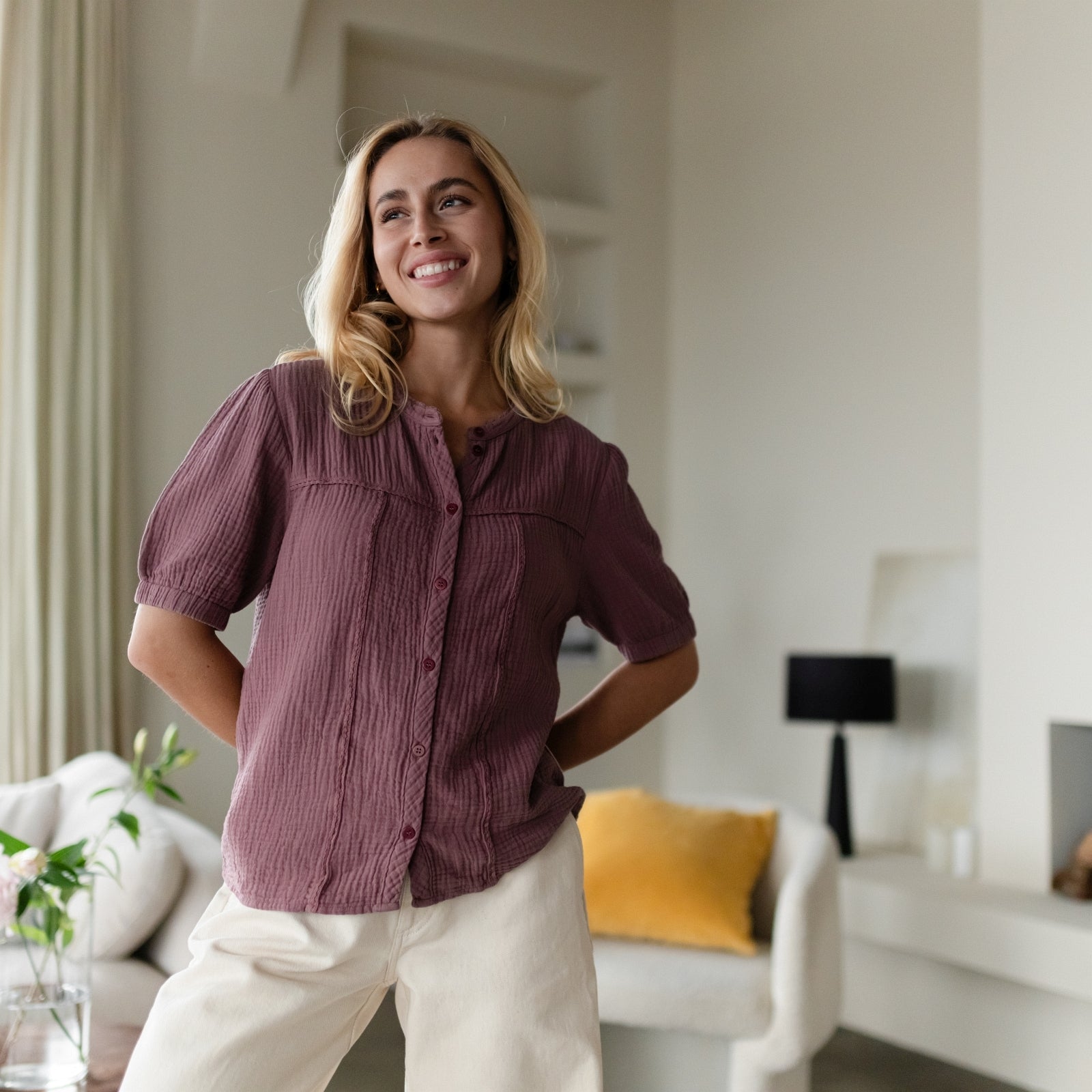 Nordlicht Emi Musselin Bluse rosa aus Bio-Baumwolle