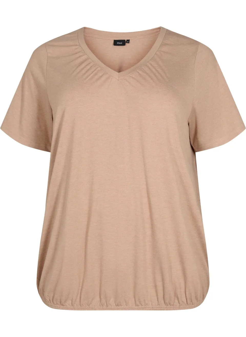 Zizzi T-Shirt Damen V-Ausschnitt Meliert Saum Balloneffekt