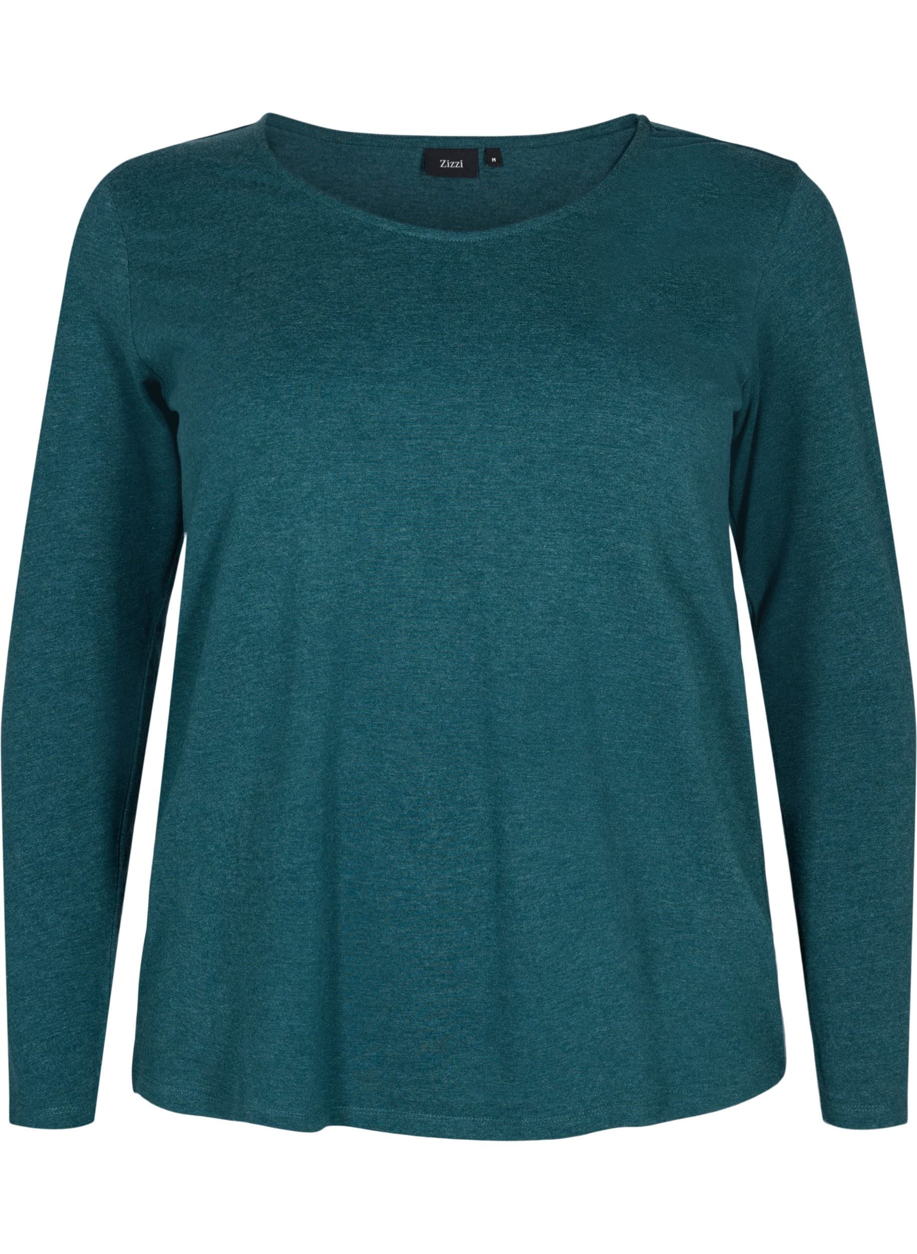Zizzi Bluse Damen Langarm Rundhals Meliert