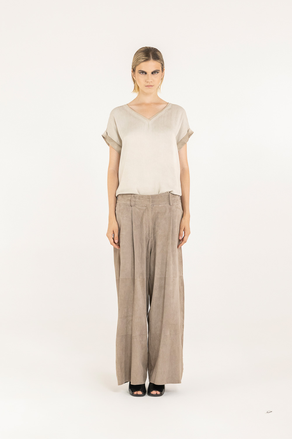 Sanctamuerte Pantaloni Palazzo Hose Echt-Wildleder Weit
