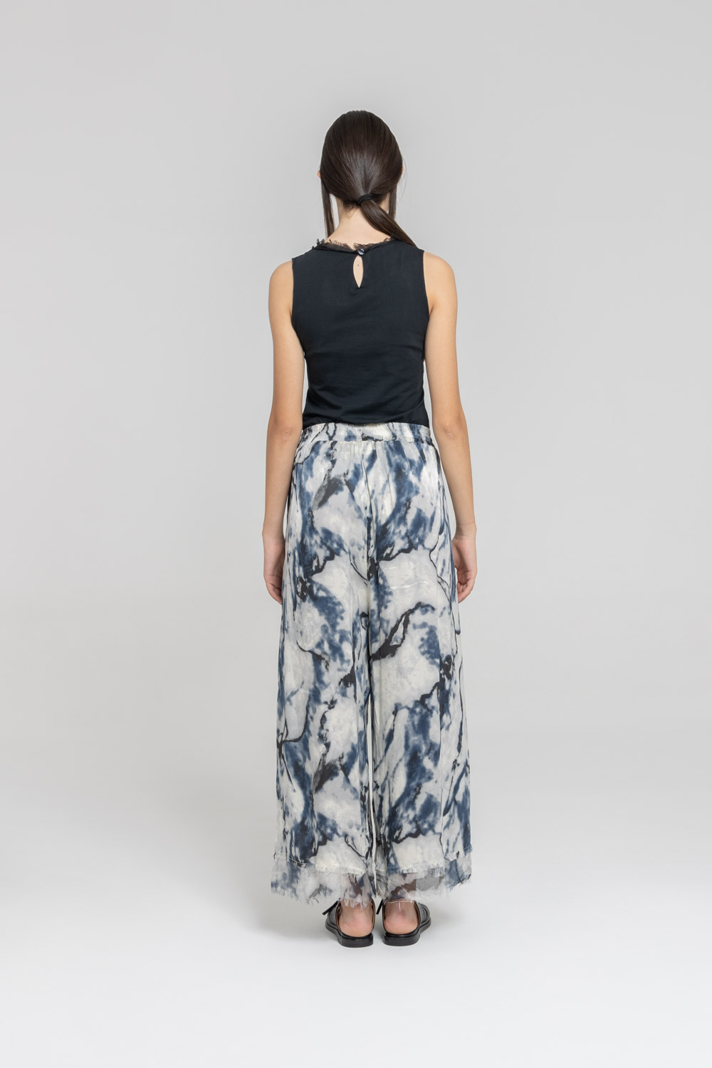 Sanctamuerte Pantaloni Pantalone Palazzo Hose Viskose Seide